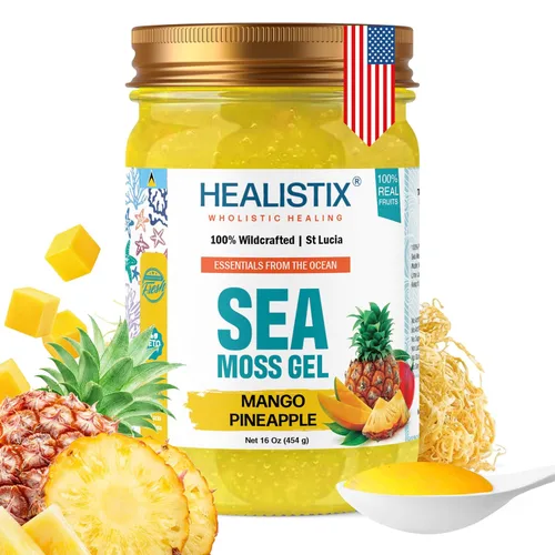 Vista 7 de Gel de musgo marino con sabor a plátano [473 ml] - Exquisitamente elaborado con musgo marino silvestre recolectado en las aguas prístinas de Santa