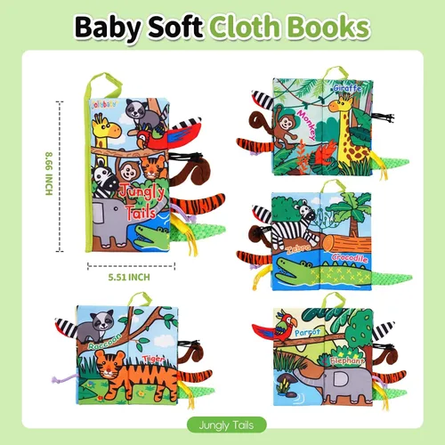 Vista 7 de Jollybaby - Libros arrugados para bebés, juguetes sensoriales de tacto suave y sensación para bebés de 0 a 6 meses, juguetes de tela educativos