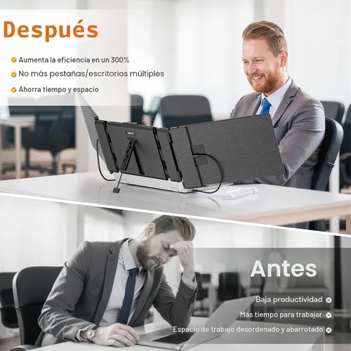 Vista 6 de CIDETTY Extensor de pantalla para laptop, pantalla de monitor dual/triple ultrafina FHD 1080P IPS de 14 pulgadas, monitor portátil HDMI/USB-C