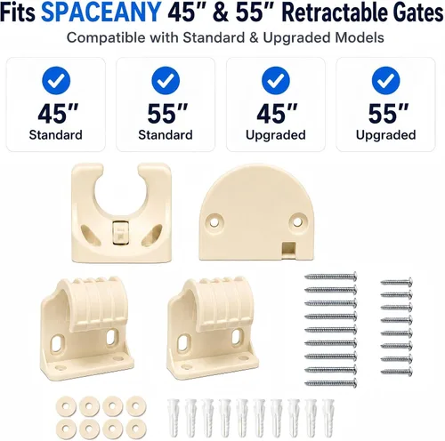 Vista 3 de SPACEANY Kit de piezas de repuesto retráctiles para puerta de bebé, accesorios oficiales para puertas de seguridad SPACEANY - Incluye montaje