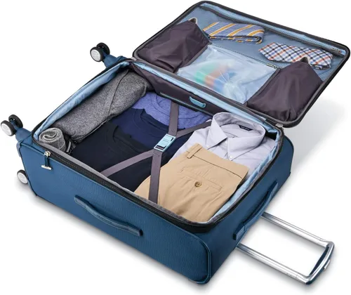 Vista 2 de Samsonite Solyte DLX Softside - Equipaje extensible con ruedas giratorias, azul (Mediterranean Blue)), 123569-0559