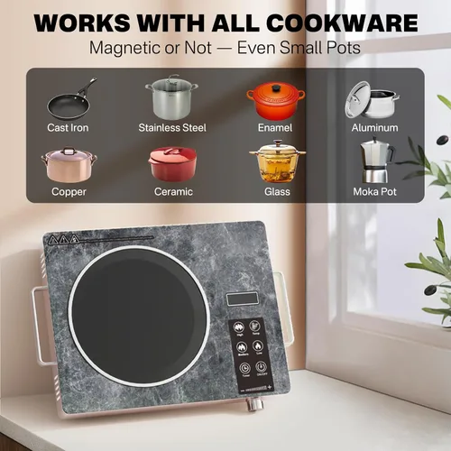 Vista 7 de Estufa infrarroja eléctrica de 1800 W, estufa eléctrica de un solo quemador, quemador portátil para cocinar, placa caliente de cocina enchufable