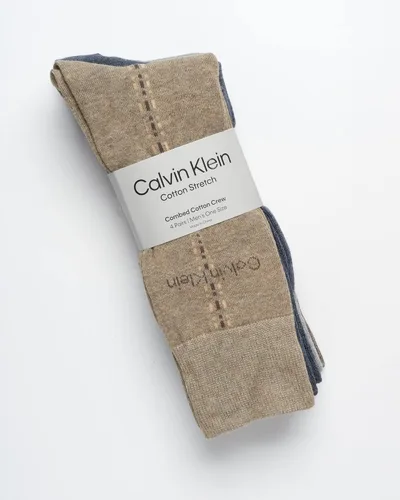 Vista 2 de Calvin Klein Calcetines de vestir para hombre - Calcetines de mezcla de algodón patrones y sólidos (paquete de 4)