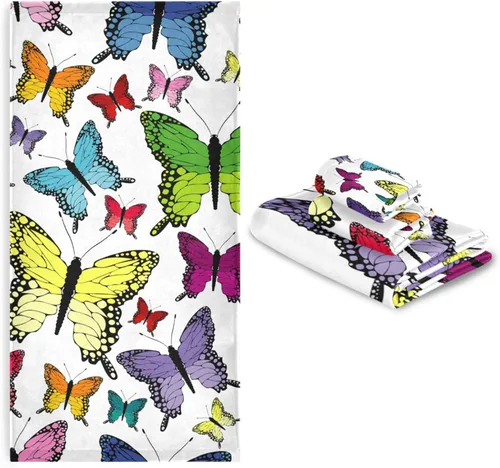 Vista 7 de Butterfly - Juego de toallas de 3 piezas con toalla de baño, toalla de mano y toallita, juego de toallas suaves de alta absorción para baño, hotel