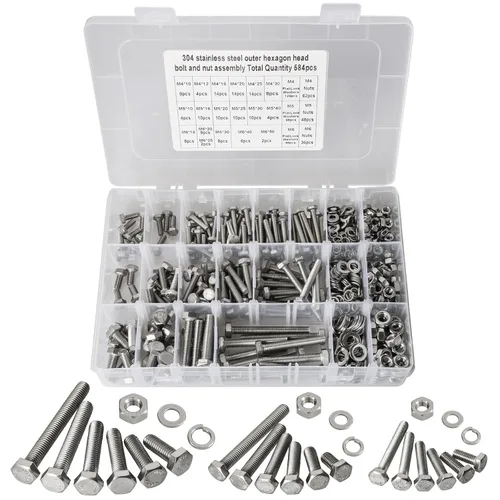Vista 13 de Kit de surtido de pernos y tuercas métricas M6 M8 M10 M12 de 16 mm a 60 mm de grado 8 con tuercas hexagonales, pernos y arandelas de 15 tamaños