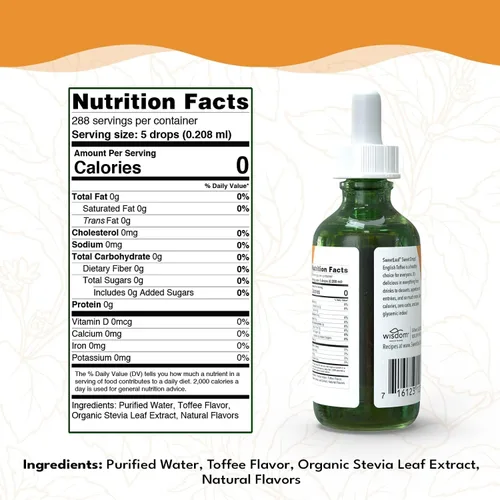 Vista 2 de Sweet Leaf English Toffee Flavor Stevia Clear Liquid, 2 onzas, 3 por caja.