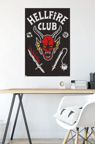 Vista 4 de Trends International Netflix Stranger Things: Temporada 4 - Póster de pared de Hellfire Club, 22.375 x 34 pulgadas, versión sin marco