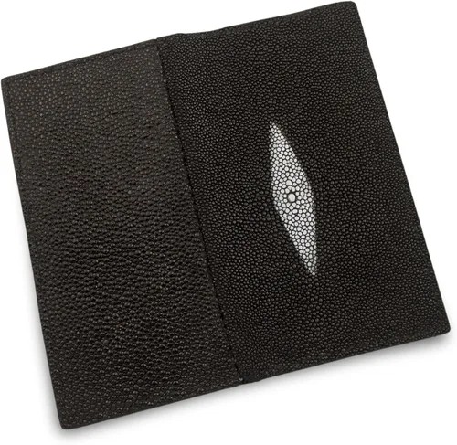 Vista 2 de Funda para chequera de cuero de rayas genuinas