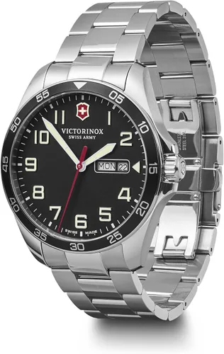 Vista 2 de Victorinox Fieldforce - Reloj con esfera negra y pulsera de acero inoxidable plateada Negro - Reloj de cuarzo