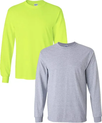 Vista 13 de Gildan - Camiseta de algodón y de manga larga para hombre, modelo G2400 (1) verde irlandés + (1) negro