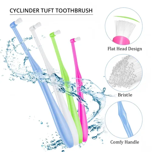 Vista 4 de Boao 6 piezas de cepillo de dientes copetudo, acabado suave, interdental compacto único para limpieza de detalles, cepillo cónico