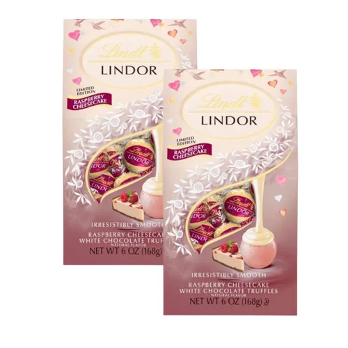 Vista 12 de Lindt LINDOR - Trufas de chocolate blanco con fresas y crema para San Valentín, bolsa de 5.1 oz
