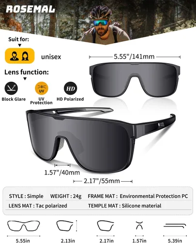 Vista 5 de Gafas de sol deportivas polarizadas para hombres y mujeres, jóvenes, béisbol, correr, ciclismo, conducción, pesca, tenis, golf, motor TAC UV400 TR90
