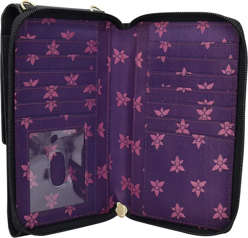 Vista 5 de Anuschka Funda para teléfono cruzado de cuero genuino pintada a mano para mujer - Enigmatic Leopard, Leopardo enigmático