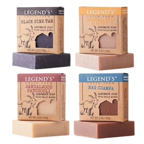Vista 5 de Legend's Creek Farm Goat Milk Soap - Jabón hidratante limpiador para manos y cuerpo, jabón natural de 5 onzas para piel sensible, hecho a mano