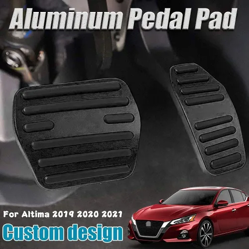 Vista 6 de LEXLEY 2 almohadillas antideslizantes de aluminio para pedal de freno de gas, cubiertas de pedal de acelerador sin perforación para Nissan Altima