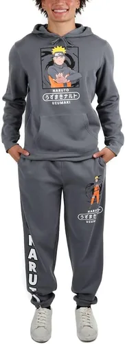 Vista 2 de Bioworld Naruto - Combo de sudadera con capucha y pantalón deportivo para hombre, Negro