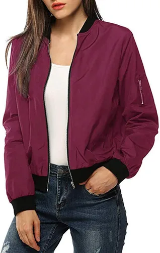Vista 4 de YfiDSJFGJ Wowomen - Chaqueta ligera, de manga larga, con cremallera, estampado de traje de béisbol
