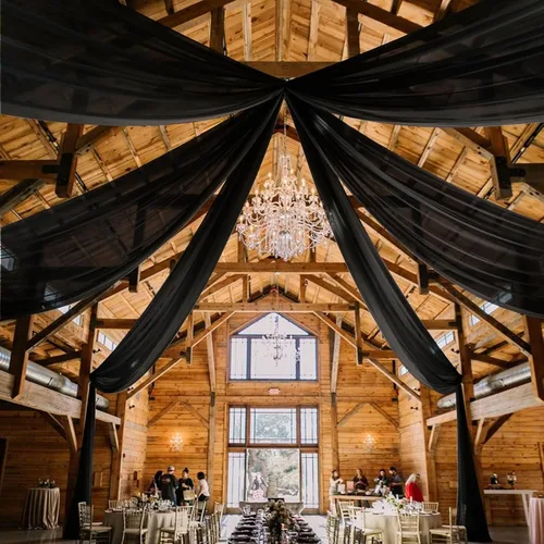Vista 10 de 6 paneles de cortinas de techo azul bebé para boda, cortinas de techo de 5 pies x 10 pies, tela de drapeado para arco de boda, cortinas