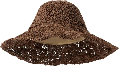 Vista 3 de Lanzom Womens Ladies Straw Hat Wide Brim Beach Sun Cap Foldable Large Floppy Braided Sun Hat for Travel