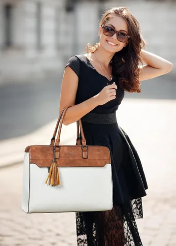 Vista 2 de Bolsa para laptop de 17 pulgadas para mujer, bolsa de trabajo resistente al agua, maletín con bolso Water-Resistant Vegan Leather Computer