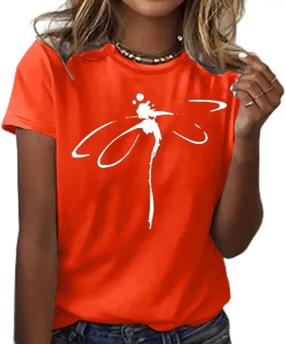 Vista 9 de Camiseta con estampado de animales para mujer, camiseta de libélula divertida, linda camiseta de manga corta, blusa de primavera 2023, camisas