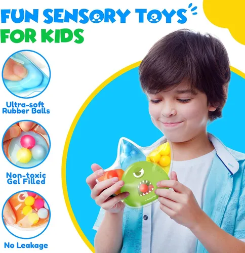 Vista 2 de Juguetes sensoriales antiestrés para niños pequeños: 4 unidades de juguetes sensoriales de clasificación de colores para estudiantes con autismo