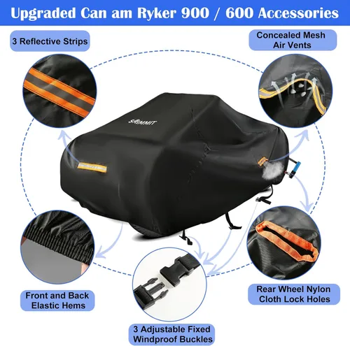 Vista 4 de Cubierta Can Am Ryker Impermeable, Cubierta Completa Mejorada Compatible con Accesorios Can-am Ryker 600/900/Sport/Edición Rally, Cubierta Completa