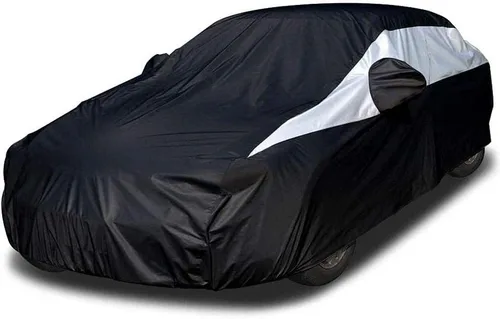 Vista 11 de Cubierta de coche Titan Jet Black Poly 210T para sedanes 186-202". Impermeable, protección UV, resistente a los rasguños, apertura con cremallera