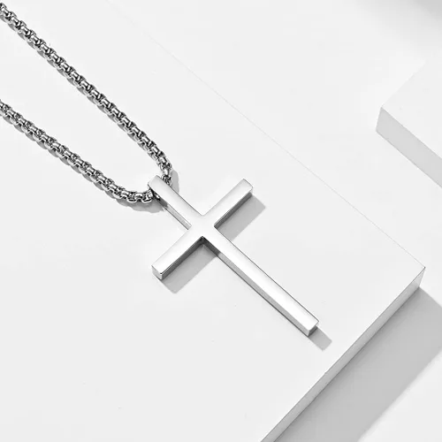 Vista 3 de Rnivida Collar de cruz para hombres, collares de cruz cristiana 413 de Filipenses para hombres y niños, Metal
