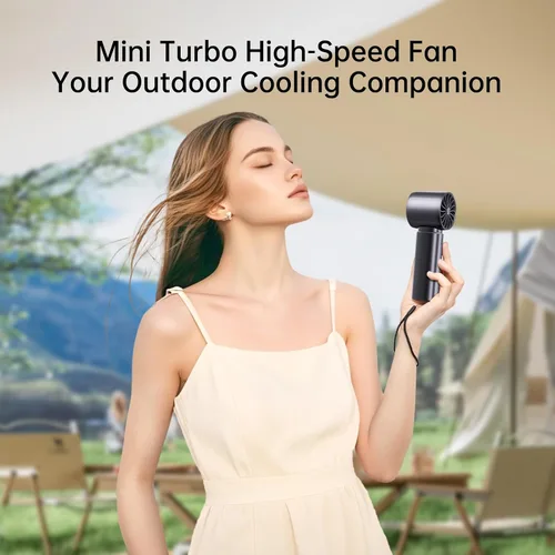 Vista 5 de Ventilador turbo portátil de mano, batería de ventilador personal de 4000 mAh funciona para 3-16 horas, recargable por USB, motor de alta velocidad