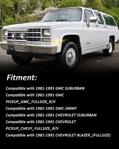 Vista 3 de Bestview Luces de posición laterales LED Compatibles con 1981-1991 Chevy C10 C20 C30 GMC C1500 C2500 Suburban Blazer Jimmy, lado del conductor