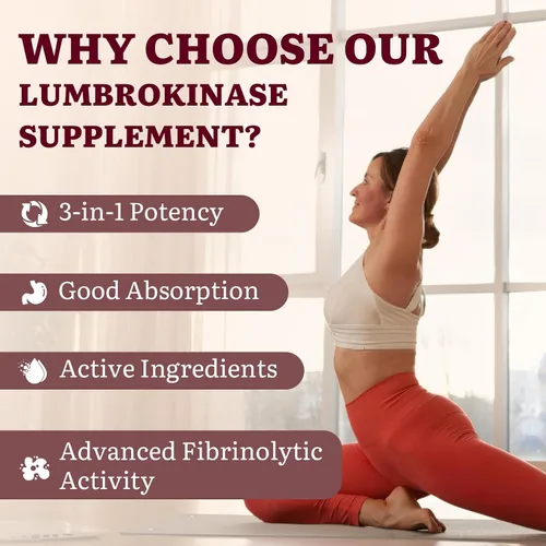 Vista 4 de Lumbrokinase 100 mg (Actividad máxima 1,000,000 LKU), Nattokinase 100 mg - 2,000 FU de actividad y arroz de levadura roja 300 mg, suplemento potente