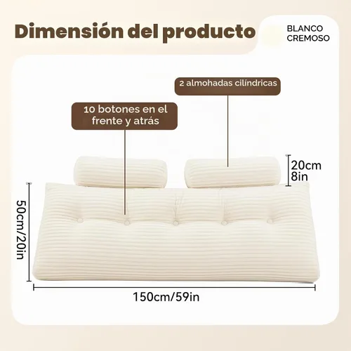 Vista 2 de Lovehavren Almohada de cabecera tamaño Queen – Almohada de cuña de soporte para la espalda ajustable para sentarse en la cama, perfecta para leer.