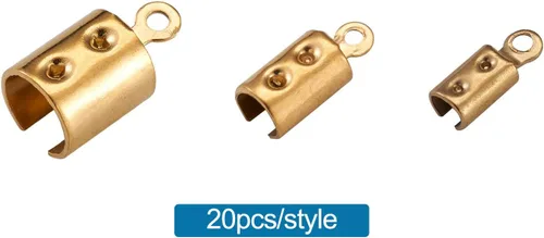 Vista 6 de Mega Pet 60 piezas de acero inoxidable plegables sobre los extremos del cable de engarzado dorado plegable de cuero puntas de cierre de cierre