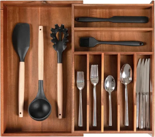 Vista 18 de KitchenEdge Organizador Premium de Cubiertos, Vajilla y Utensilios para Cajones de Cocina, Grado Comercial Apto para Alimentos, Expandible de 10.5 a
