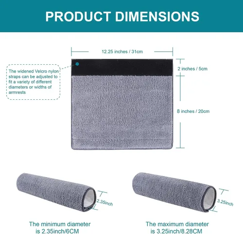 Vista 5 de 2 piezas de fundas para reposabrazos de silla de ruedas - Tiras autoadhesivas ensanchadas cómodas y protectoras para sillas de ruedas, sillas