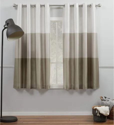 Vista 25 de Exclusive Home Curtains Chateau Rayed Sky Silk Grommet Top Top Curtain Panel Panel, 54x96, Pearl Black, 2 Count Perla negra
