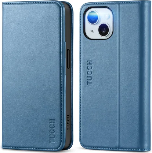 Vista 9 de TUCCH Funda tipo cartera con 3 ranuras para tarjetas para iPhone 15