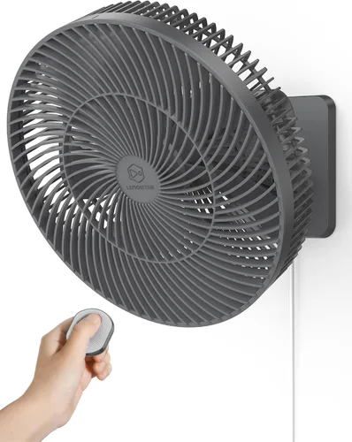 Vista 10 de Ventilador oscilante silencioso de pared de 8.5 pulgadas con control remoto y temporizador, 4 velocidades ajustables para baños pequeños