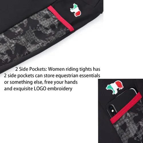 Vista 5 de MakyeAme Pantalones de equitación para mujer, asiento completo, agarre de silicona, mallas de entrenamiento ecuestre con bolsillos