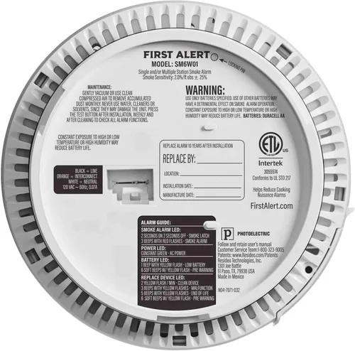 Vista 4 de First Alert BRK 9120B Alarma de humo cableada con batería de reserva (3)