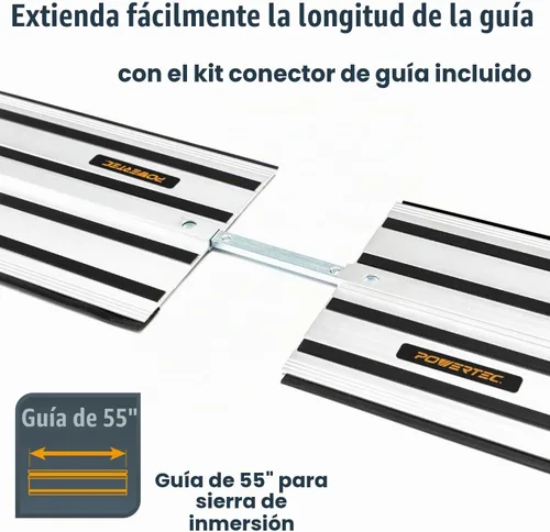 Vista 2 de [Usado] POWERTEC 71692 Riel guía para sierra de riel de 55" para DeWalt Aluminio extruido Repuesto para herramienta de carpintería de riel guía