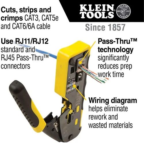 Vista 3 de Klein Tools Crimpadora modular de trinquete VDV226-110 + probador de cable LAN de red VDV526-100
