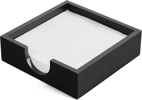 Vista 9 de Servilletero de madera de acacia para mesa, servilleteros para servilletas de papel, servilletero plano para almuerzo, servilleteros para decoración