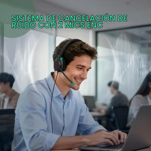 Vista 2 de Yealink Auriculares USB UH35 para PC, Auriculares con Cable con Micrófono de Cancelación de Ruido, Certificado para Teams, Diseño de Comodidad Todo