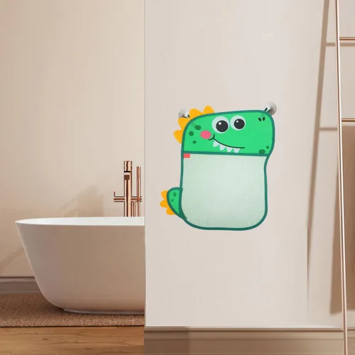 Vista 8 de Tofficu Bolsa de almacenamiento de juguetes de baño de dinosaurios con ventosas, organizador de malla para baño y bañera de niños, almacenamiento