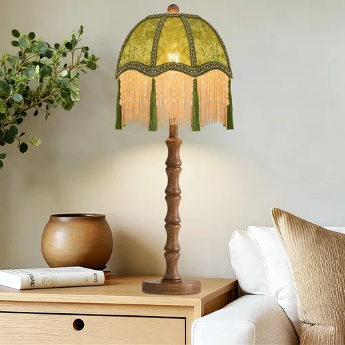 Vista 20 de ILLMTW Lámpara de mesa de flores para dormitorio, sala de estar, pequeñas lámparas doradas, regulables, estilo bohemio, con pantalla de cristal