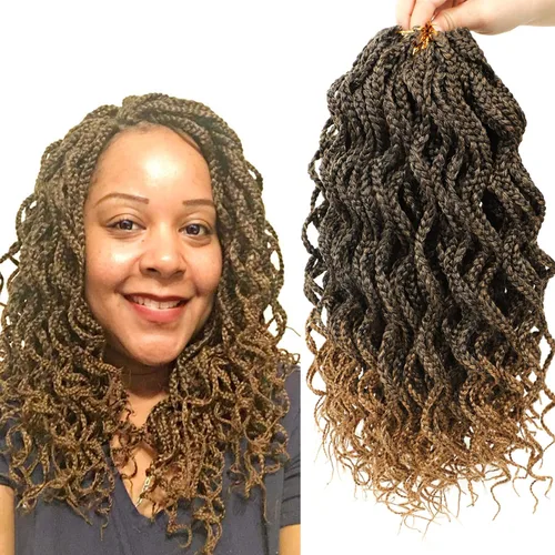 Vista 11 de Trenzas de caja Goddess de 150 hebras, cabello rizado de 8 pulgadas, trenzas de ganchillo pretrenzadas, trenzas de ganchillo pretrenzadas, trenzas