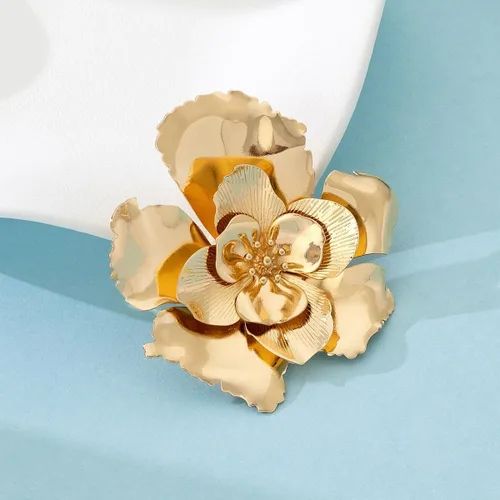 Vista 4 de Gold Flower Brooch Pin for Women Gold Flower Brooch Pin Large Blossom Floral Brooches Holiday Daily Wedding Jewelry